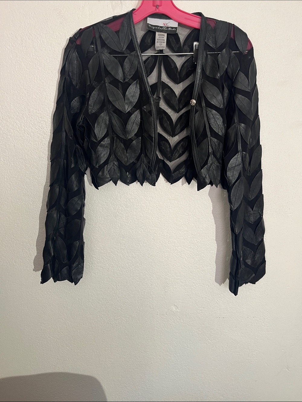 Cropped Black Leaf-Overlay Jacket by Karen Millen
